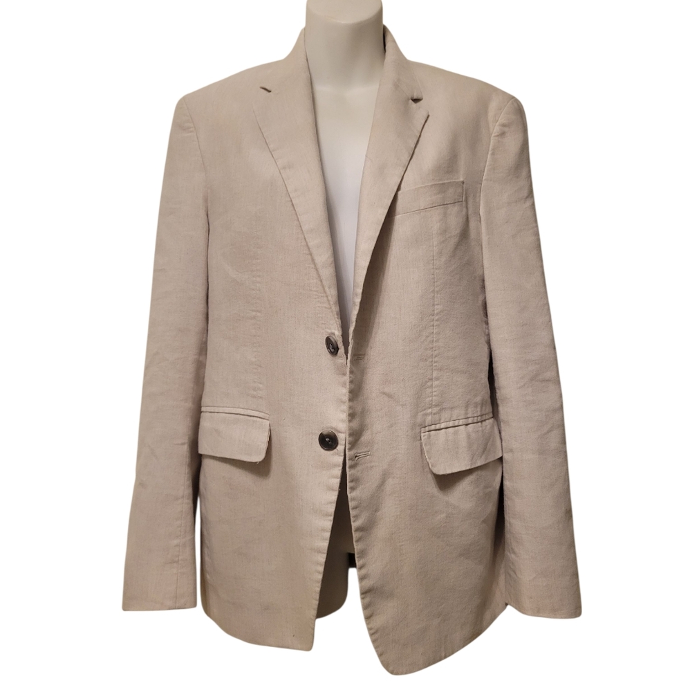 Zara Linen Blend Blazer Oatmeal Cream Sz.2-4
